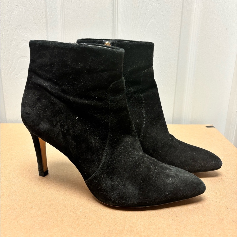 Sam Edelman Black Suede Ankle Booties – Size 9 | Leather Upper